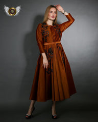 فستان سهرة شانتون فاخر - تصميم يدوي - tahaniboutique