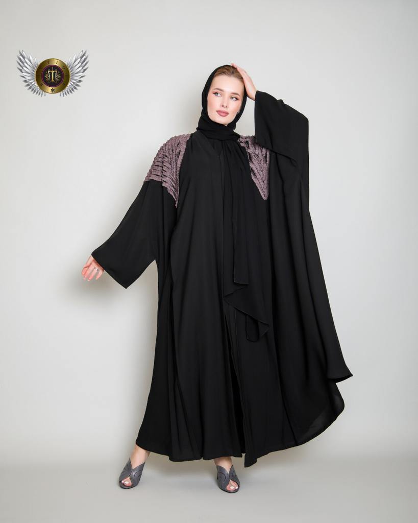 عباية كتف بنفجسي - tahaniboutique