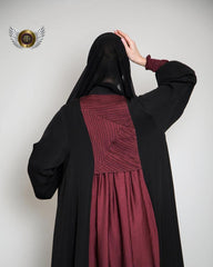 عباية ملونة أسود وخمري مع ملفع من تهاني بوتيك - tahaniboutique