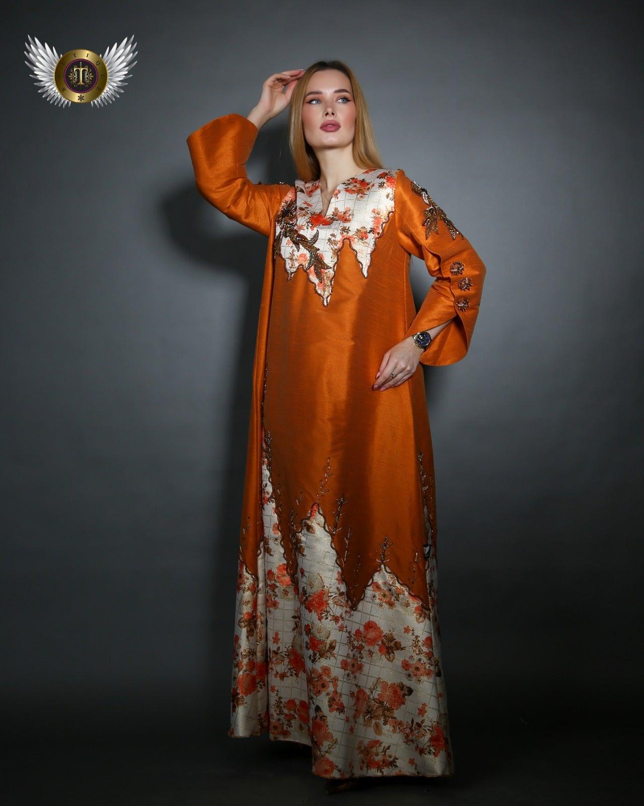 دراعة فخمة شانتون وجاكار ناعم - tahaniboutique