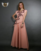 طقم جيمسوت نسائي من كريب - تصميم يدوي فاخر - tahaniboutique