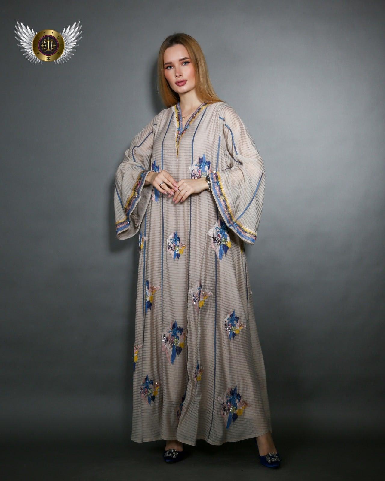 دراعة فخمة كريب مع قطن - tahaniboutique