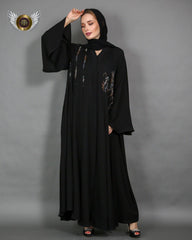 عباية سوداء بشك يدوي مميز - tahaniboutique