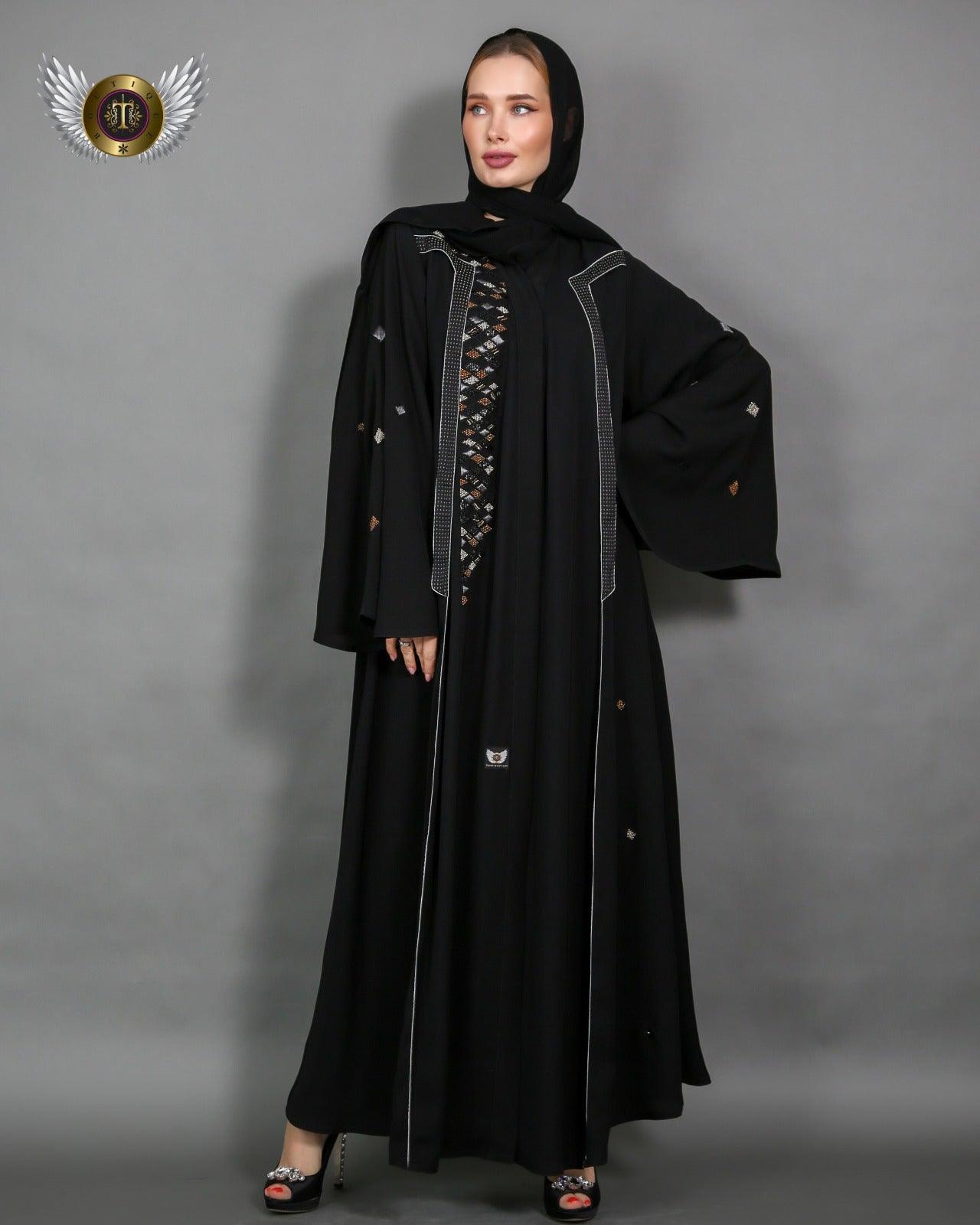 عباية شك يدوي مع ملفع سادة - tahaniboutique