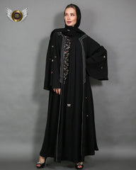 عباية شك يدوي مع ملفع سادة - tahaniboutique