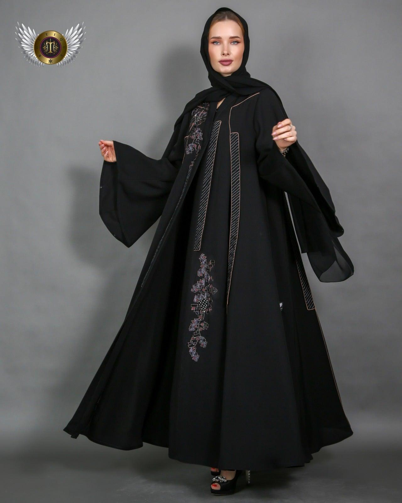 عباية مع ملفع سادة - tahaniboutique