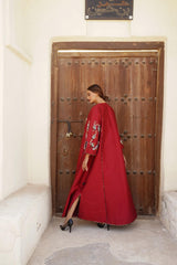 دراعة فخمة من الشانتون مع شك يدوي وبريم ترتر - tahaniboutique