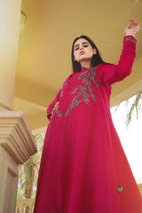 دراعة فخمة بشغل يدوي وقصات بالطول | قماش شانتون - tahaniboutique