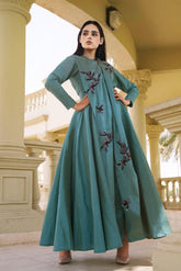 فستان سهرة شانتون فاخر - تصميم وشك يدوي - tahaniboutique