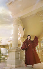 دراعة فخمة ملونة بقصات دبل كلوش - شغل يدوي | قماش شانتون - tahaniboutique