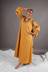 دراعة فخمة ملونة من قطن لينن - مشغولة يدوياً بالكامل - tahaniboutique