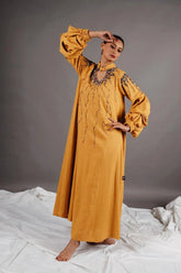 دراعة فخمة ملونة من قطن لينن - مشغولة يدوياً بالكامل - tahaniboutique