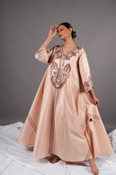 دراعة فخمة ملونة - تطريز ماكينة على قماش شانتون - tahaniboutique