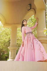 فستان سهرة شانتون فاخر - تصميم يدوي للمناسبات - tahaniboutique