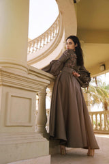 فستان سهرة جاكار إيطالي فاخر - تصميم يدوي - tahaniboutique