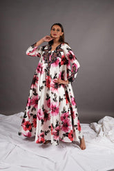 دراعة فخمة مشجرة مشكوكة يدويا - tahaniboutique