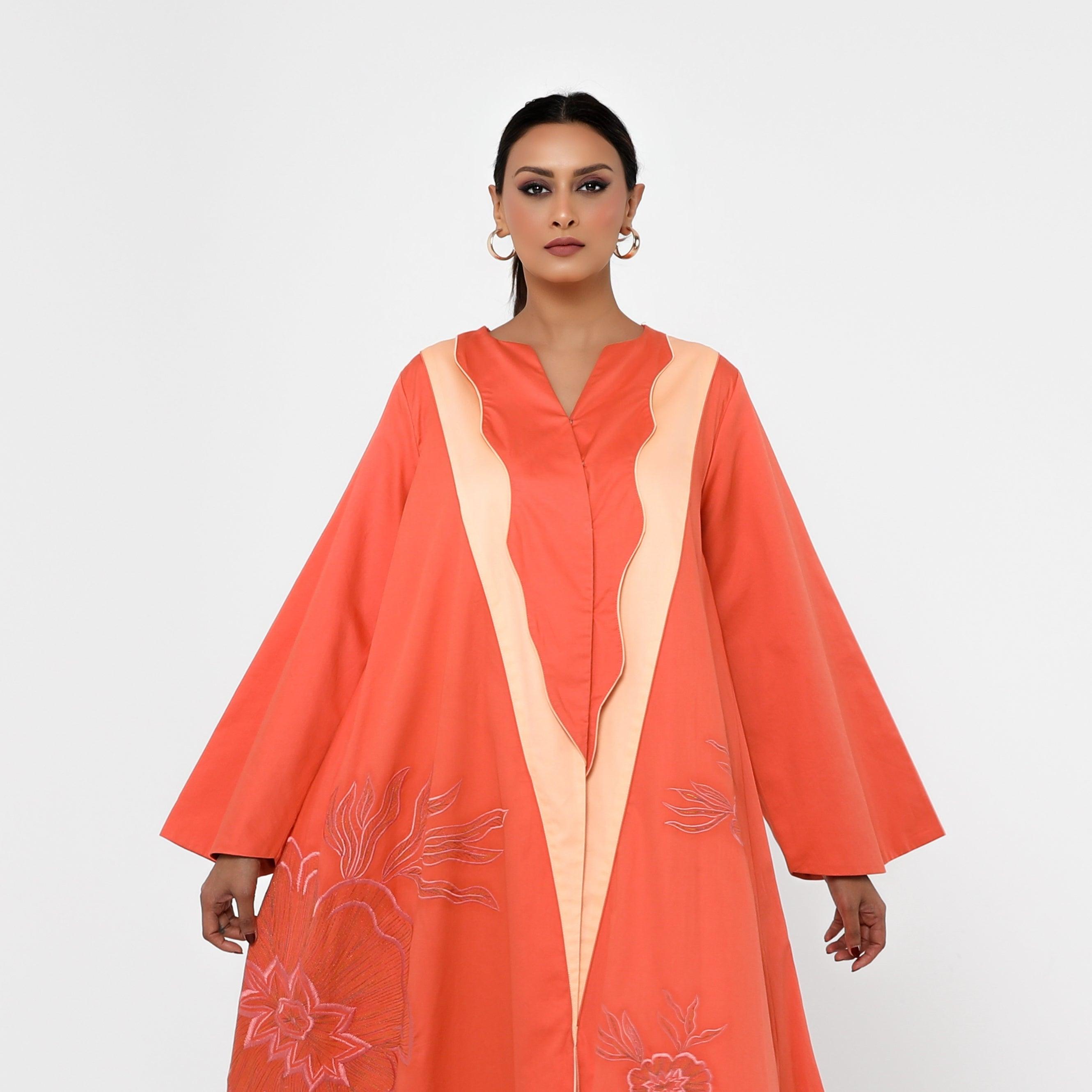 دراعة بتطريز ريسم وقماش قطن إيطالي - tahaniboutique