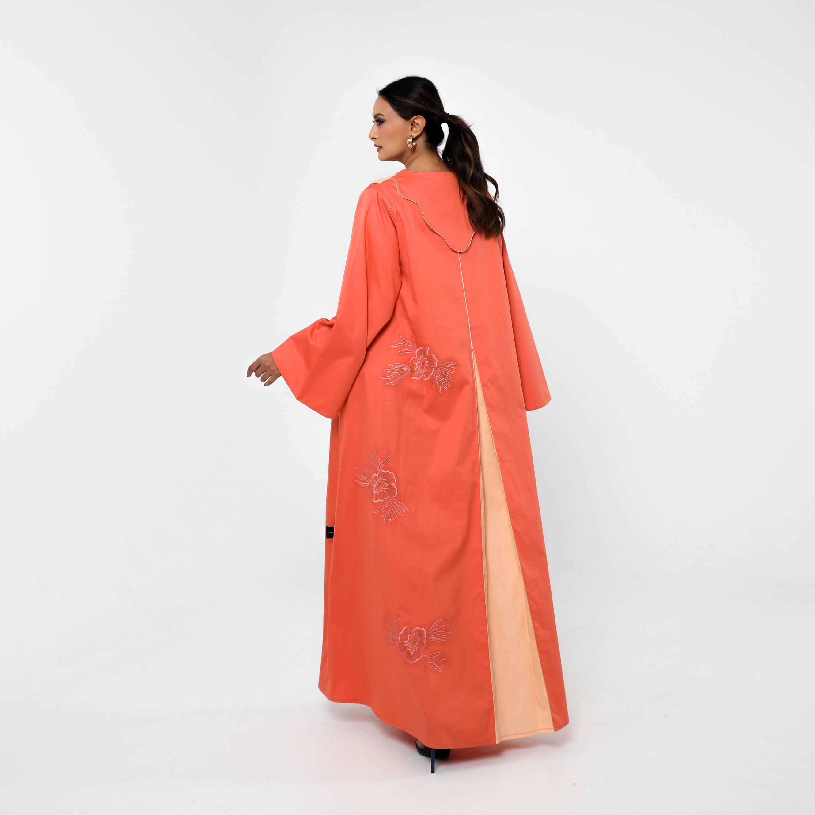 دراعة بتطريز ريسم وقماش قطن إيطالي - tahaniboutique