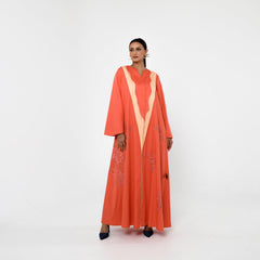 دراعة بتطريز ريسم وقماش قطن إيطالي - tahaniboutique