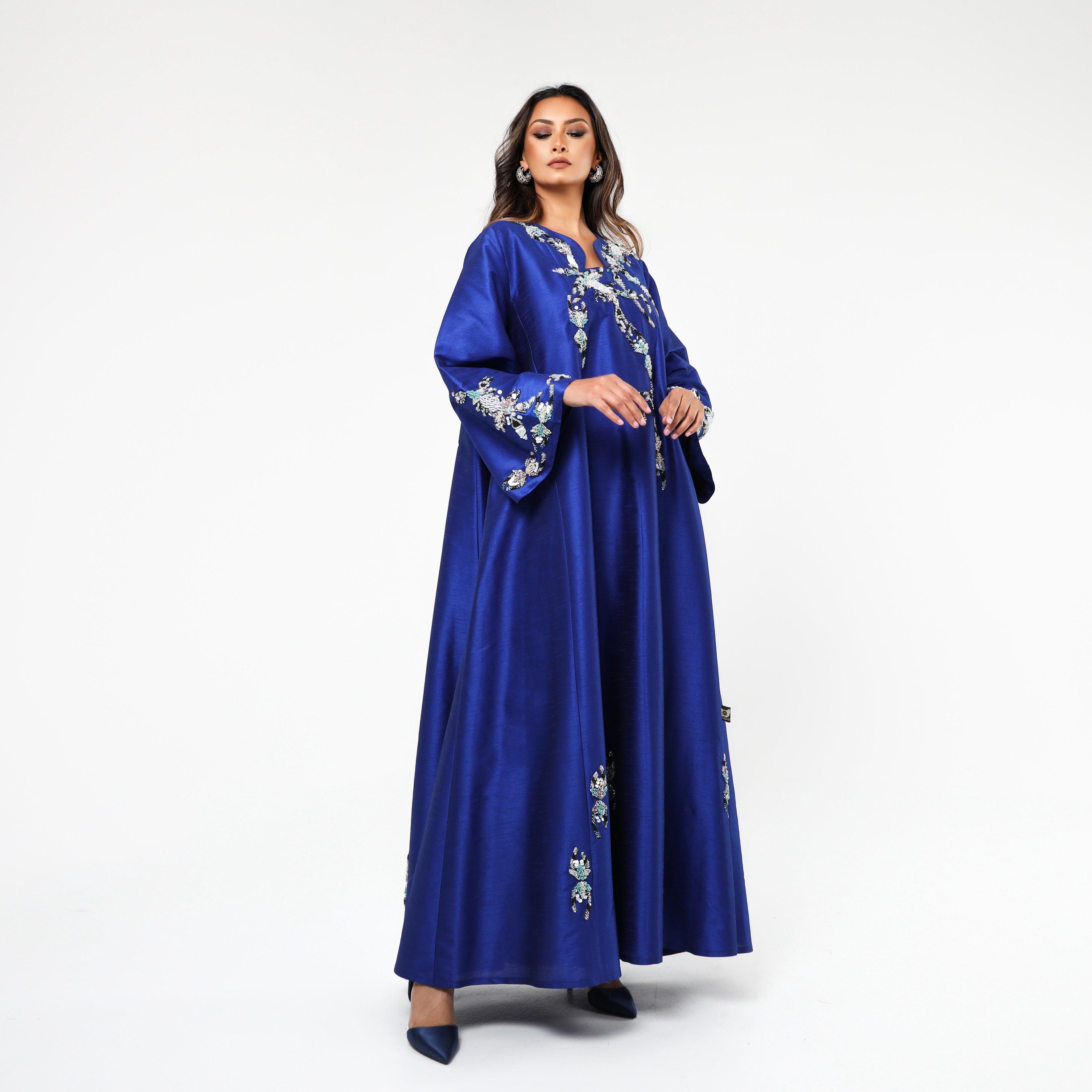 دراعة مشغولة يدويا بالريسم والخرز و اللولو فخمه جداً - tahaniboutique