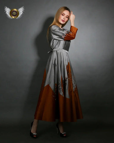 Luxury Shantung Evening Dress - Intricately Handcrafted