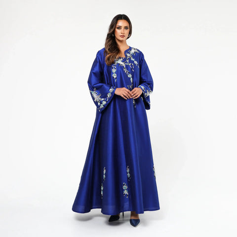 Very luxurious hand-embroidered dress with embroidery, beads and pearls