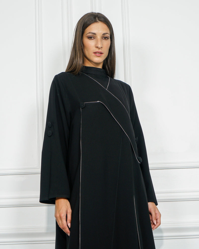 عباية سادة عملية بريم رمادي فاتح - كوبا خاص لتهاني بوتيك - tahaniboutique
