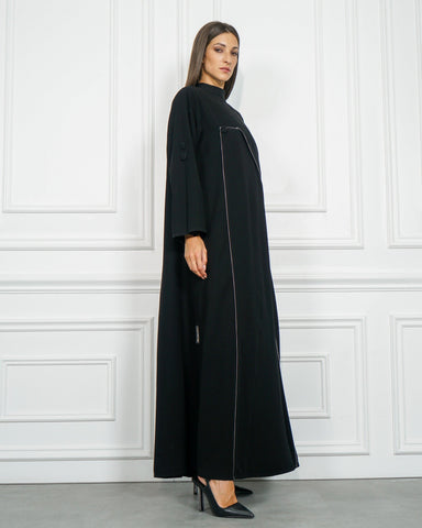 عباية سادة عملية بريم رمادي فاتح - كوبا خاص لتهاني بوتيك - tahaniboutique