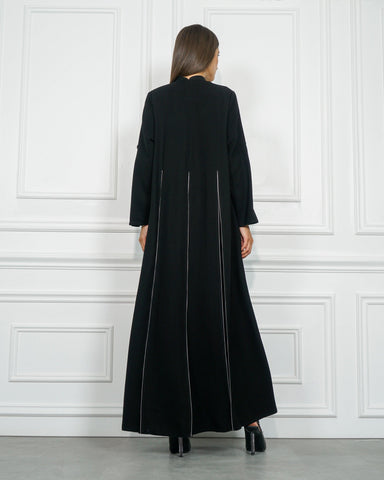 عباية سادة عملية بريم رمادي فاتح - كوبا خاص لتهاني بوتيك - tahaniboutique