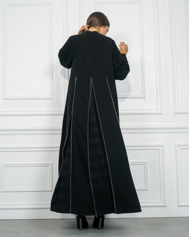 عباية سادة عملية بريم رمادي فاتح - كوبا خاص لتهاني بوتيك - tahaniboutique