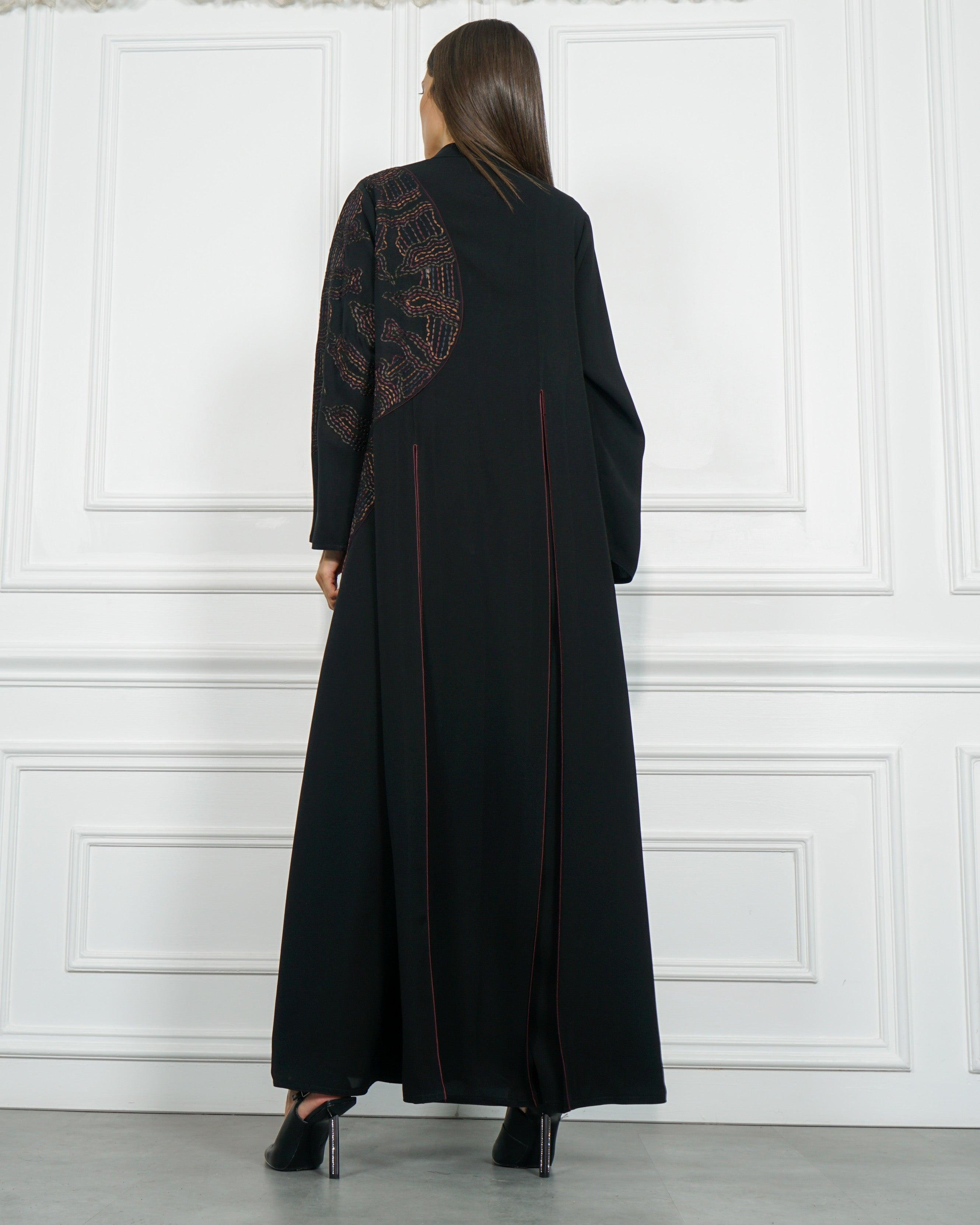 عباية رسمية ببريم بنفسجي - كريب خاص لتهاني بوتيك - tahaniboutique