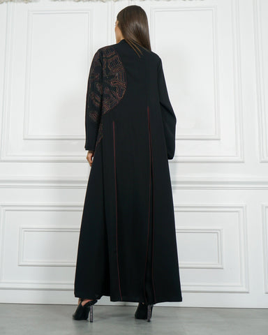 عباية رسمية ببريم بنفسجي - كريب خاص لتهاني بوتيك - tahaniboutique