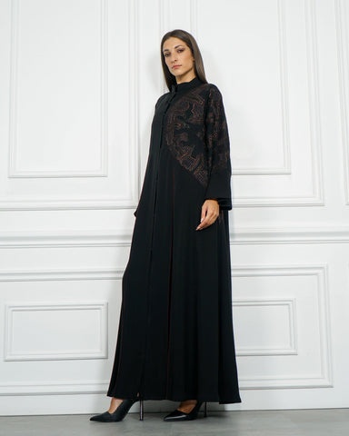 عباية رسمية ببريم بنفسجي - كريب خاص لتهاني بوتيك - tahaniboutique