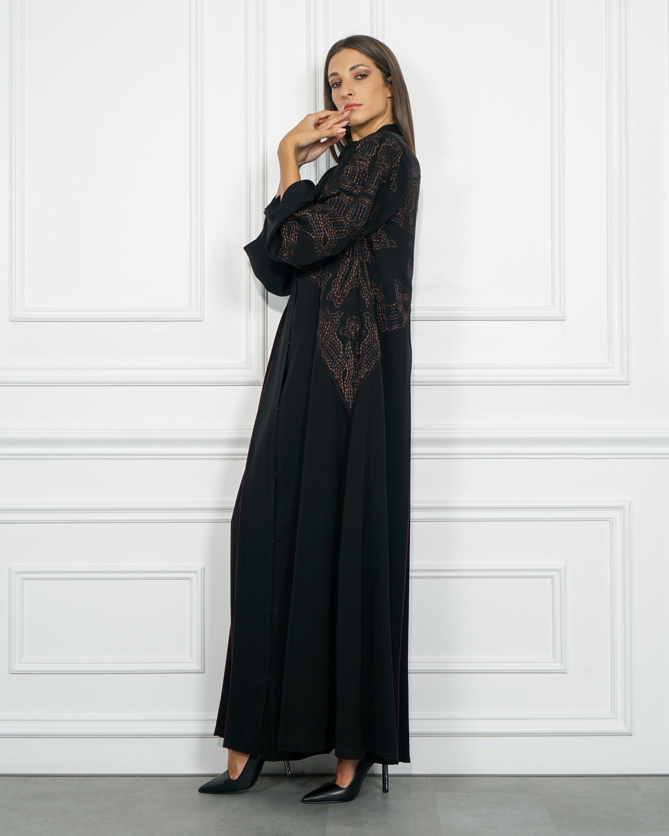 عباية رسمية ببريم بنفسجي - كريب خاص لتهاني بوتيك - tahaniboutique