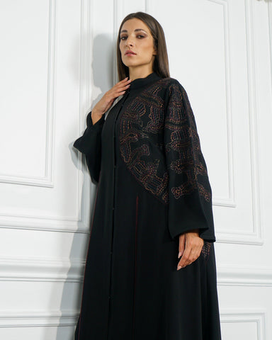 عباية رسمية ببريم بنفسجي - كريب خاص لتهاني بوتيك - tahaniboutique