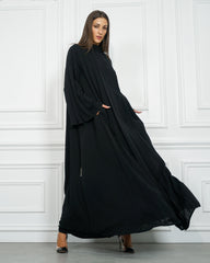 عباية سادة رسمية دبل كلوش من قماش خاص بشركة تهاني بوتيك شبيه بندى - tahaniboutique