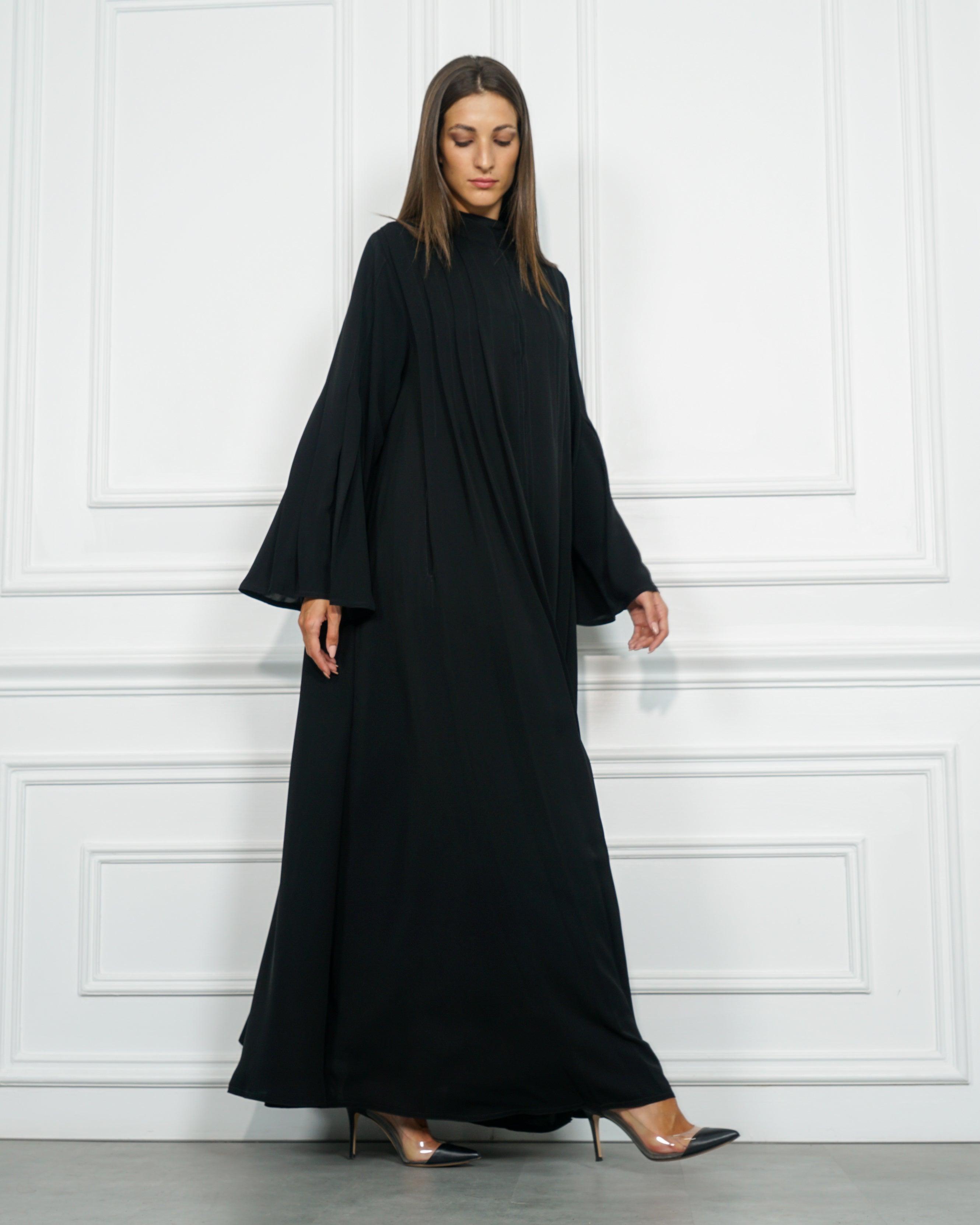 عباية سادة رسمية دبل كلوش من قماش خاص بشركة تهاني بوتيك شبيه بندى - tahaniboutique