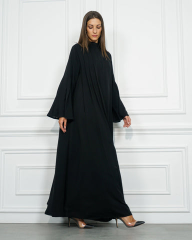 عباية سادة رسمية دبل كلوش من قماش خاص بشركة تهاني بوتيك شبيه بندى - tahaniboutique