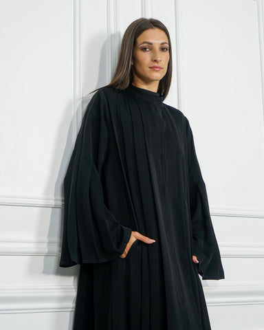 عباية سادة رسمية دبل كلوش من قماش خاص بشركة تهاني بوتيك شبيه بندى - tahaniboutique