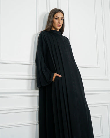 عباية سادة رسمية دبل كلوش من قماش خاص بشركة تهاني بوتيك شبيه بندى - tahaniboutique