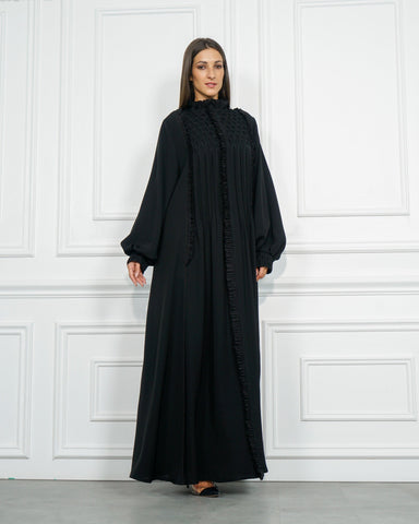 عباية رسمية سادة بكسرات ودبل كلوش - قماش كريب خاص لشركة تهاني بوتيك - tahaniboutique