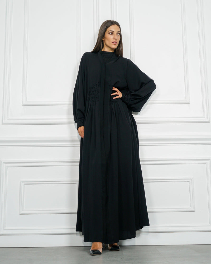عباية سوداء رسمية دبل كلوش - tahaniboutique