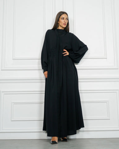 عباية سوداء رسمية دبل كلوش - tahaniboutique