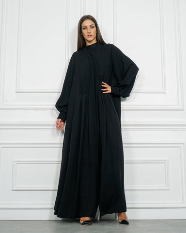 عباية سوداء رسمية دبل كلوش - tahaniboutique