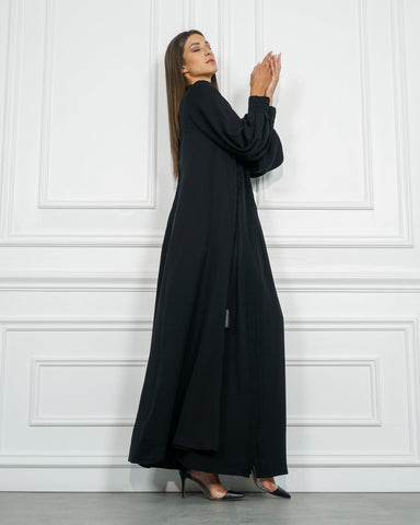 عباية سوداء رسمية دبل كلوش - tahaniboutique