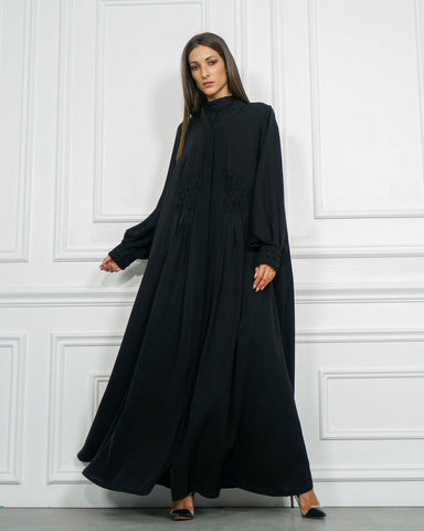 عباية سوداء رسمية دبل كلوش - tahaniboutique