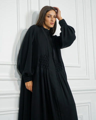 عباية سوداء رسمية دبل كلوش - tahaniboutique