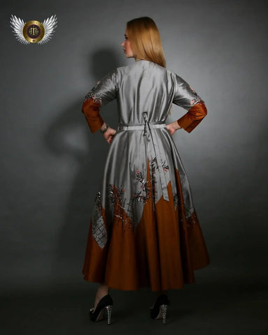 Luxury Shantung Evening Dress - Intricately Handcrafted
