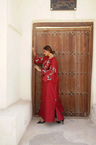 Luxurious shantung drape with hand check and sequin trim 