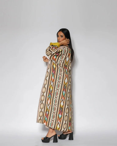 Women's winter wool bisht - maroon color, hand-made